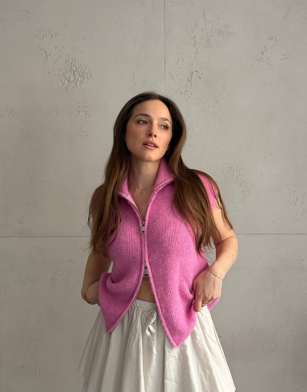 Uni Stehkragen Pullunder mit Zip - Switch - Fashion