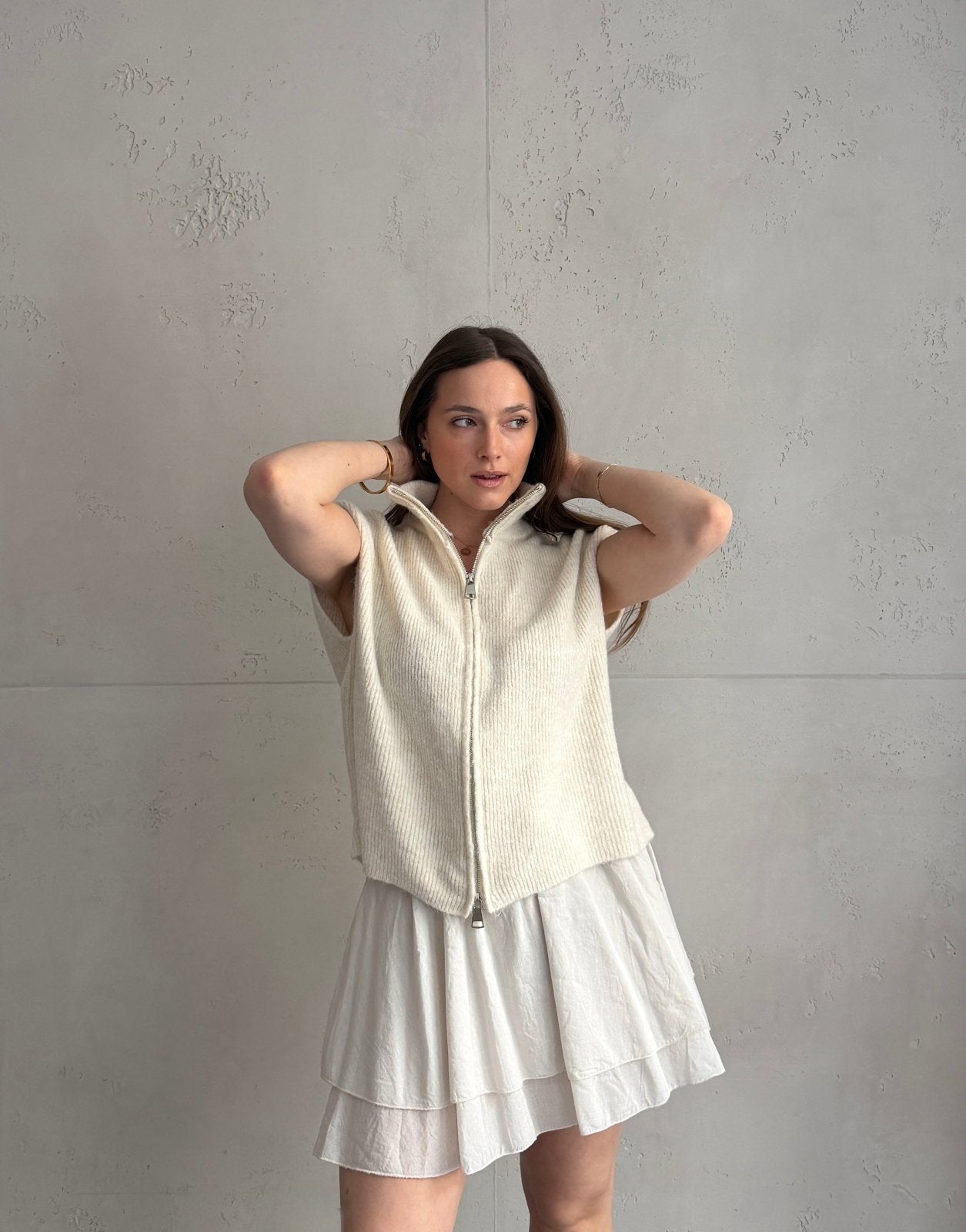 Uni Stehkragen Pullunder mit Zip - Switch - Fashion