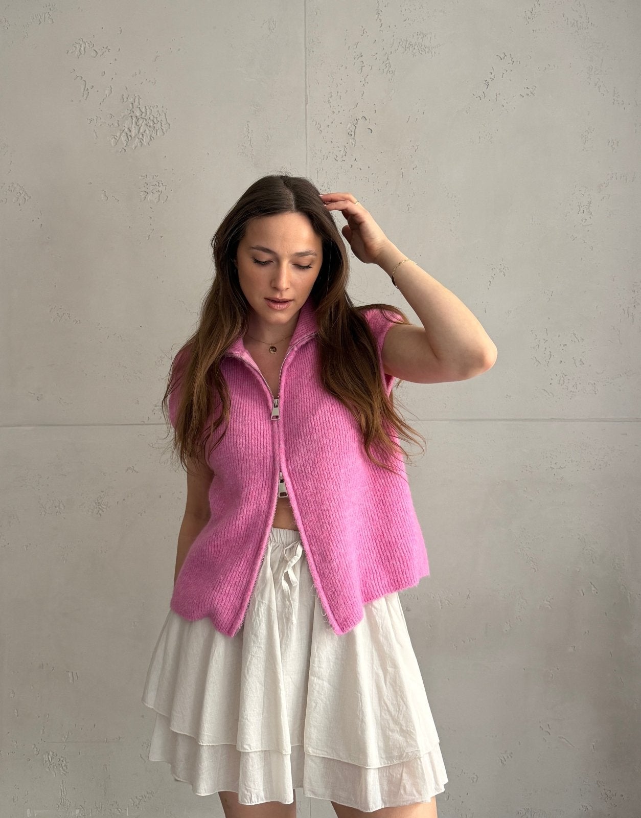 Uni Stehkragen Pullunder mit Zip - Switch - Fashion