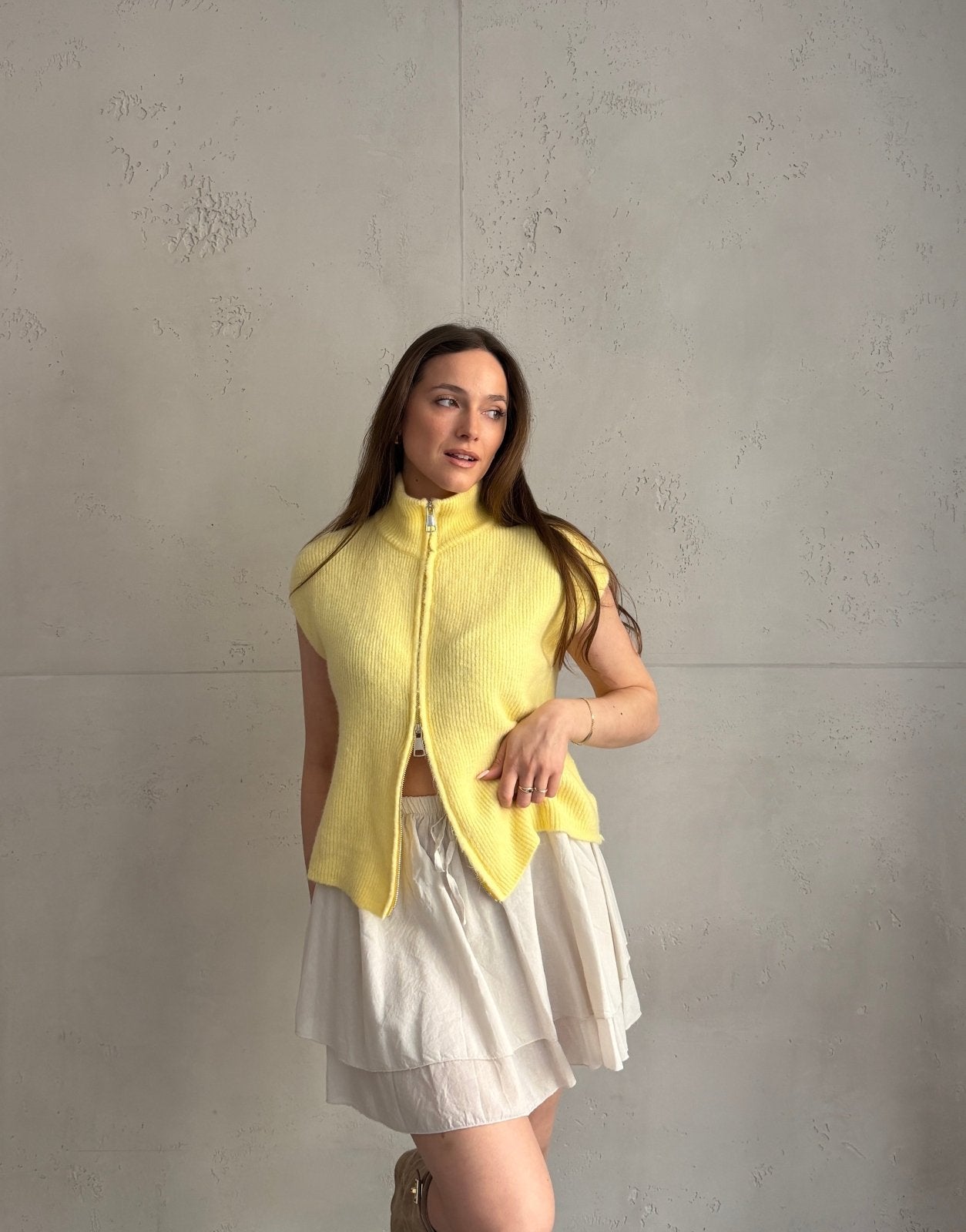 Uni Stehkragen Pullunder mit Zip - Switch - Fashion