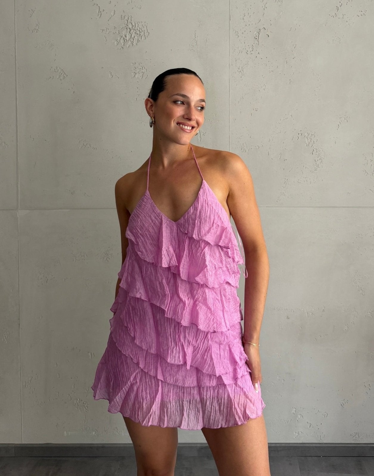 Volant Minikleid mit Spaghettiträgern - Switch-Fashion
