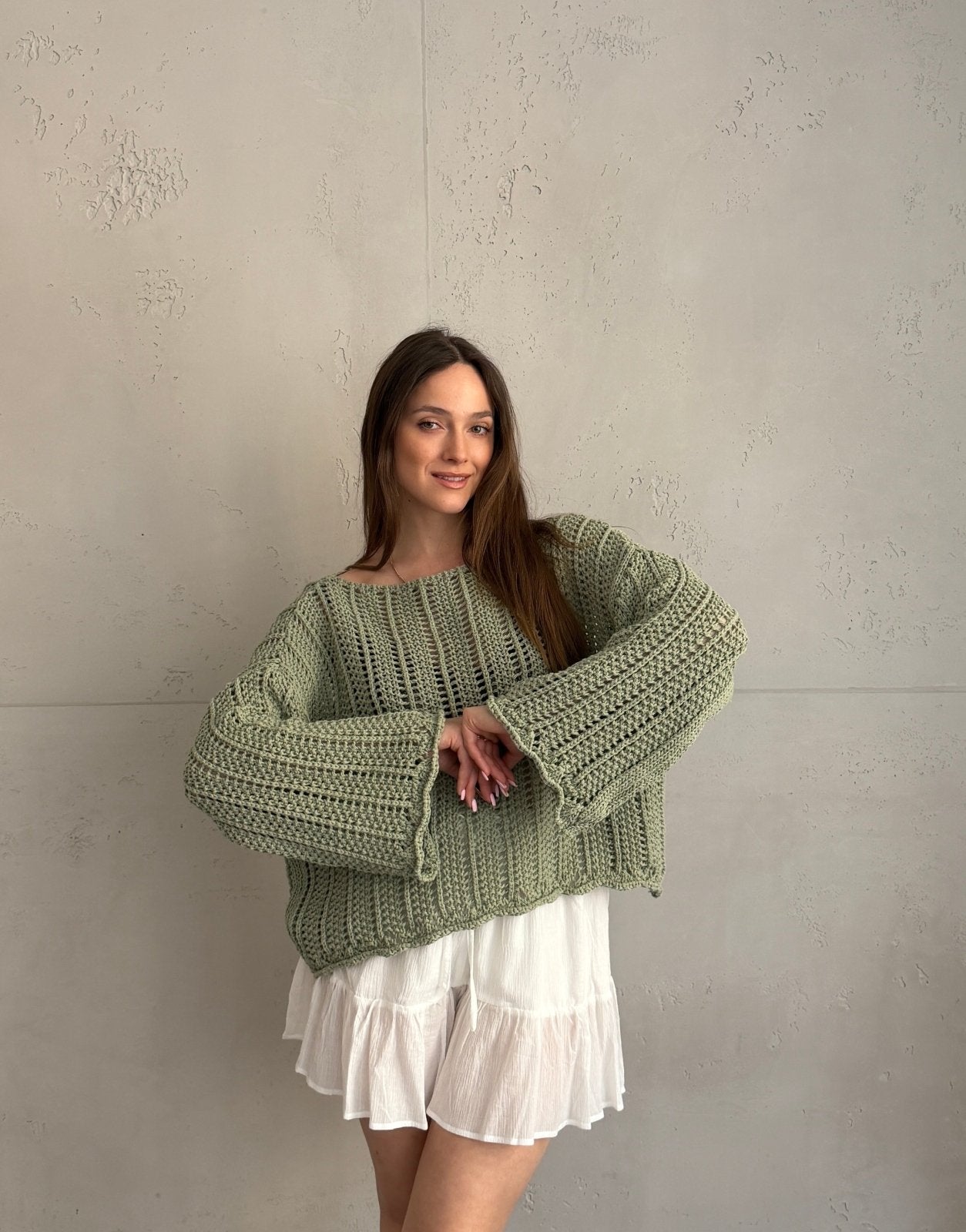 Weitmaschiger Häkelpullover mit überschnittenen Schultern - Switch - Fashion