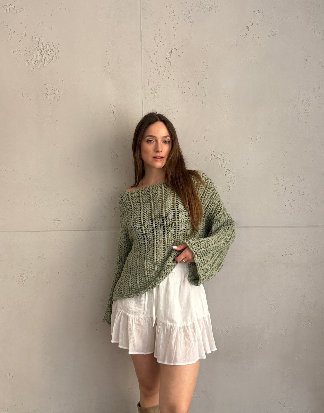 Weitmaschiger Häkelpullover mit überschnittenen Schultern - Switch - Fashion