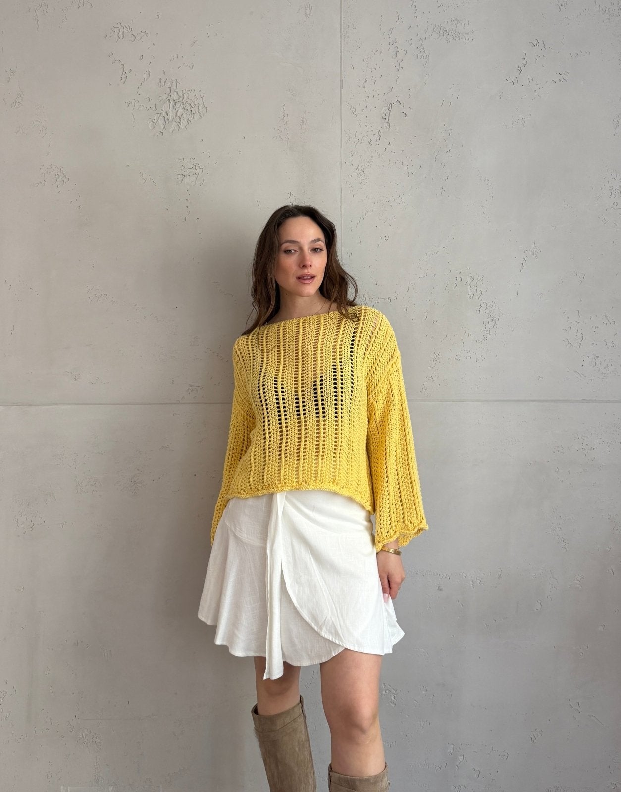 Weitmaschiger Häkelpullover mit überschnittenen Schultern - Switch - Fashion