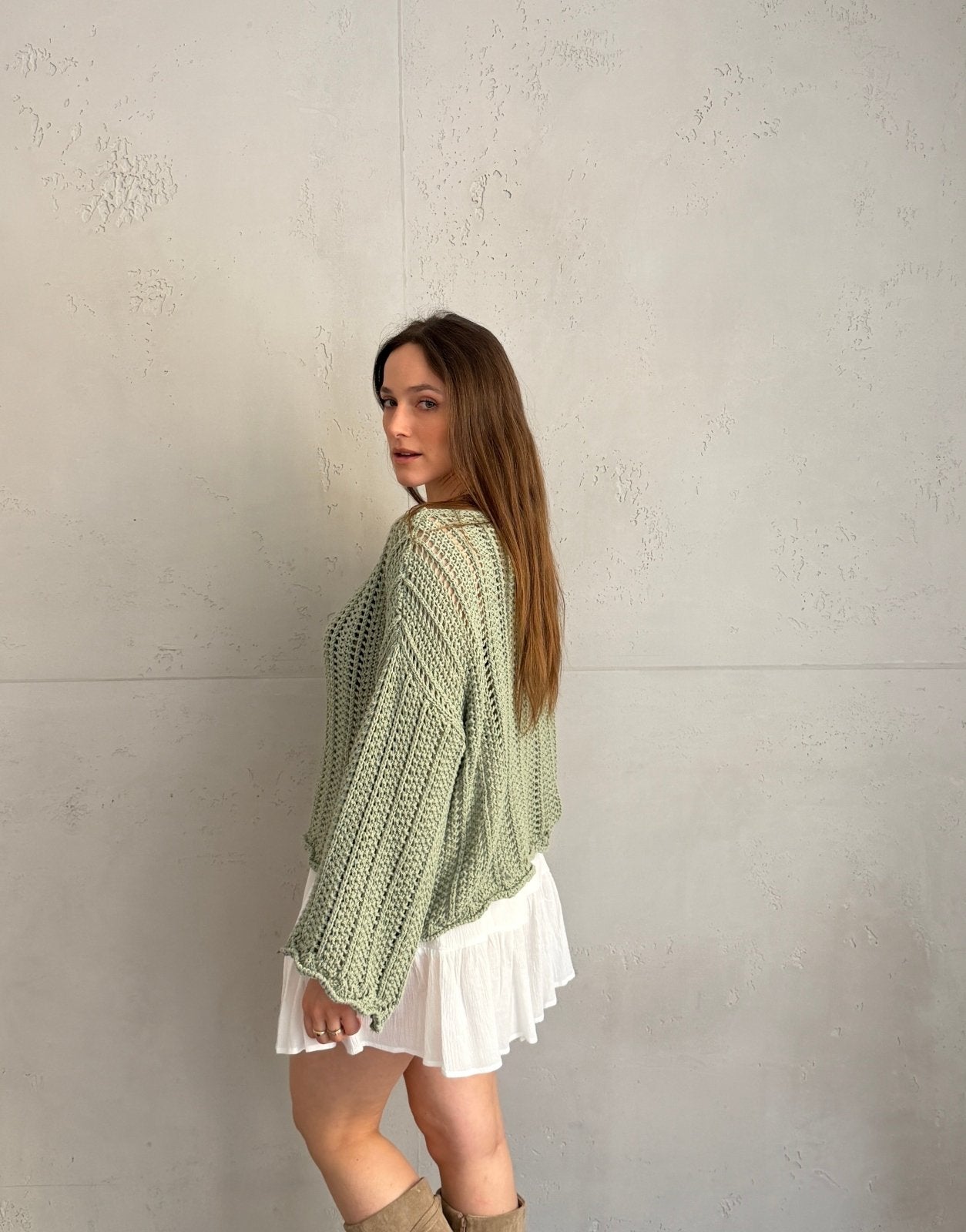 Weitmaschiger Häkelpullover mit überschnittenen Schultern - Switch - Fashion