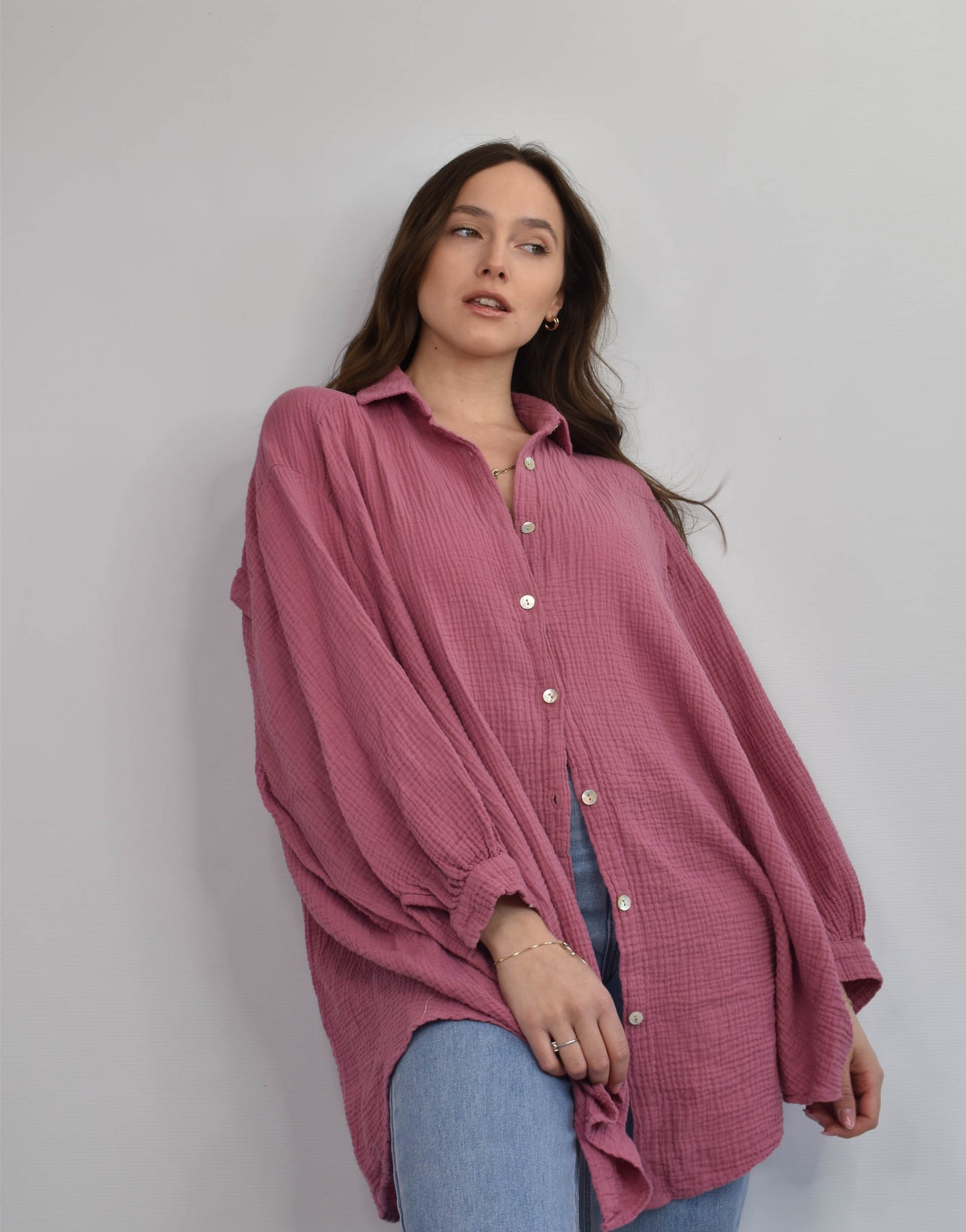 Oversize Musselinbluse in verschiedenen Farben