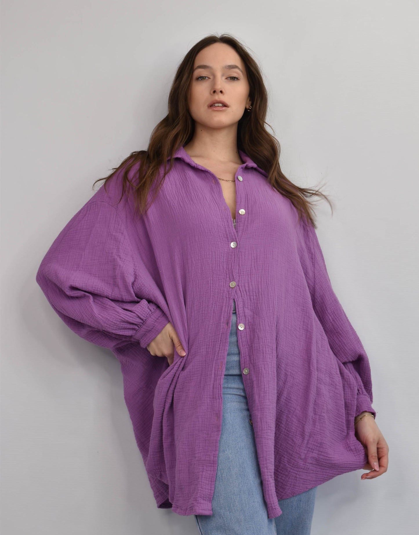 Oversize Musselinbluse in verschiedenen Farben