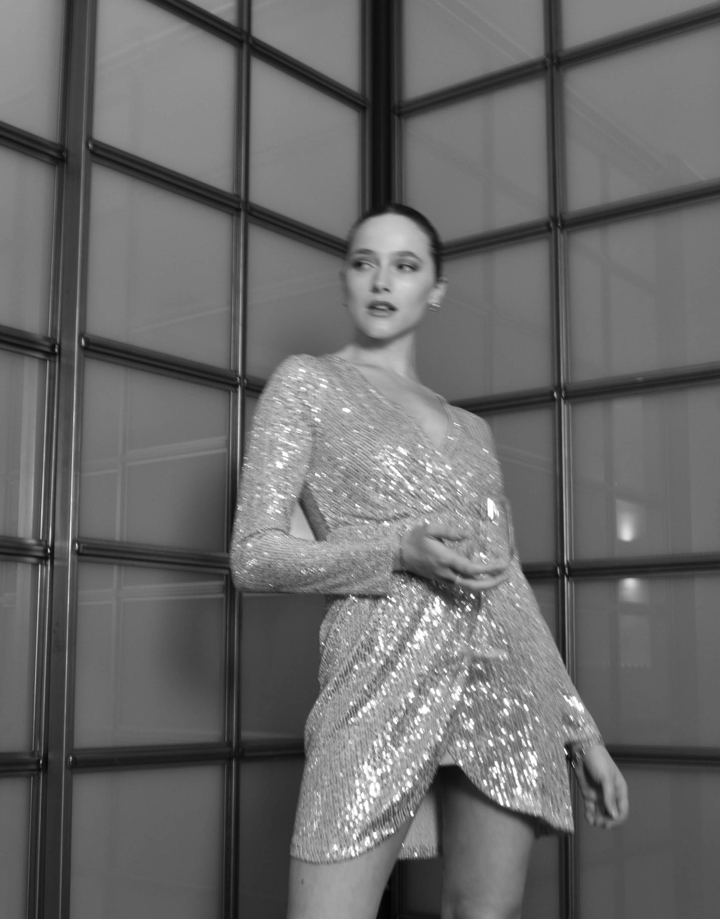 Pailletten-Minidress in Silber