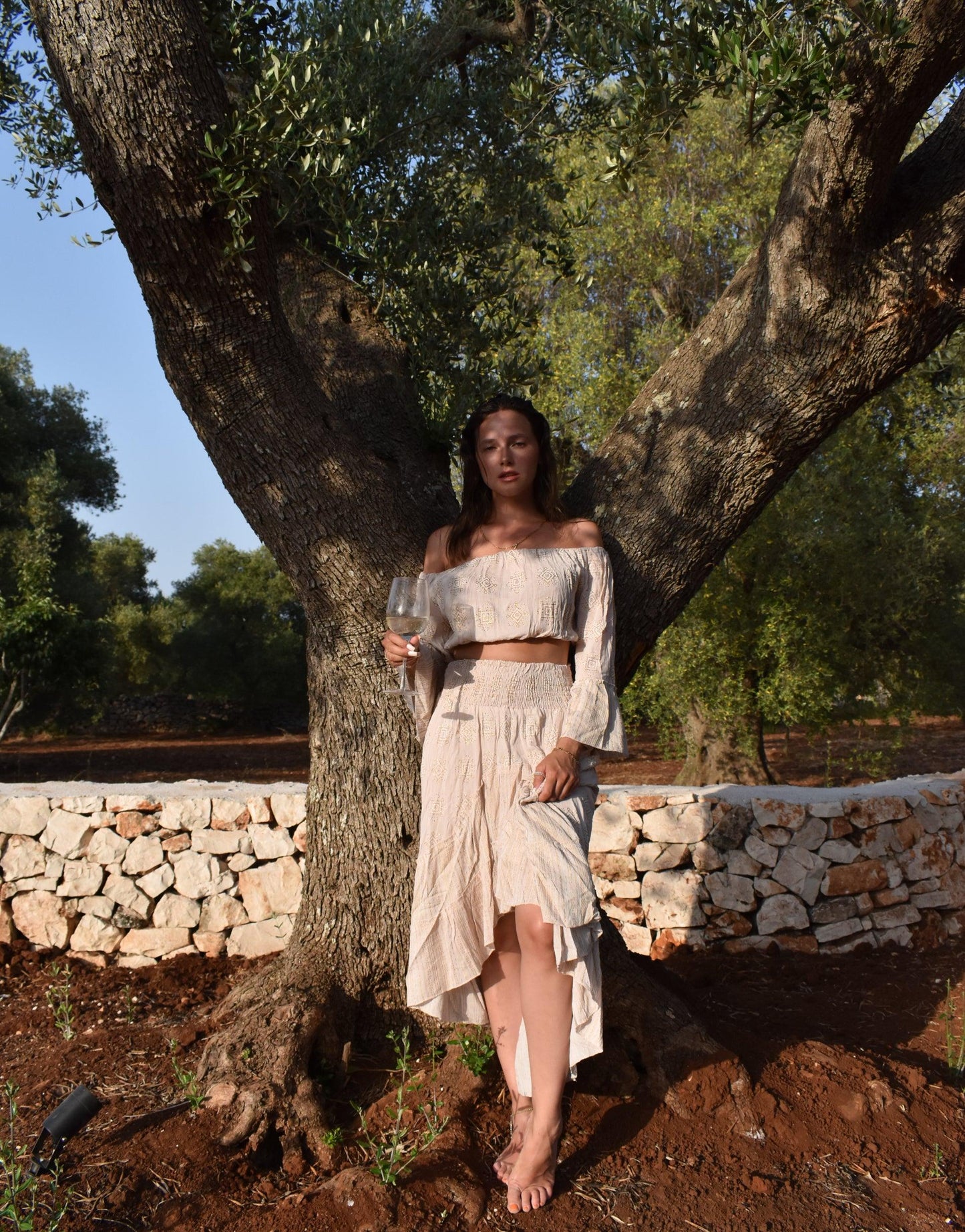 Set bestehend aus einem cropped Oberteil und Rock mit abfallendem Saum - Switch-Fashion
