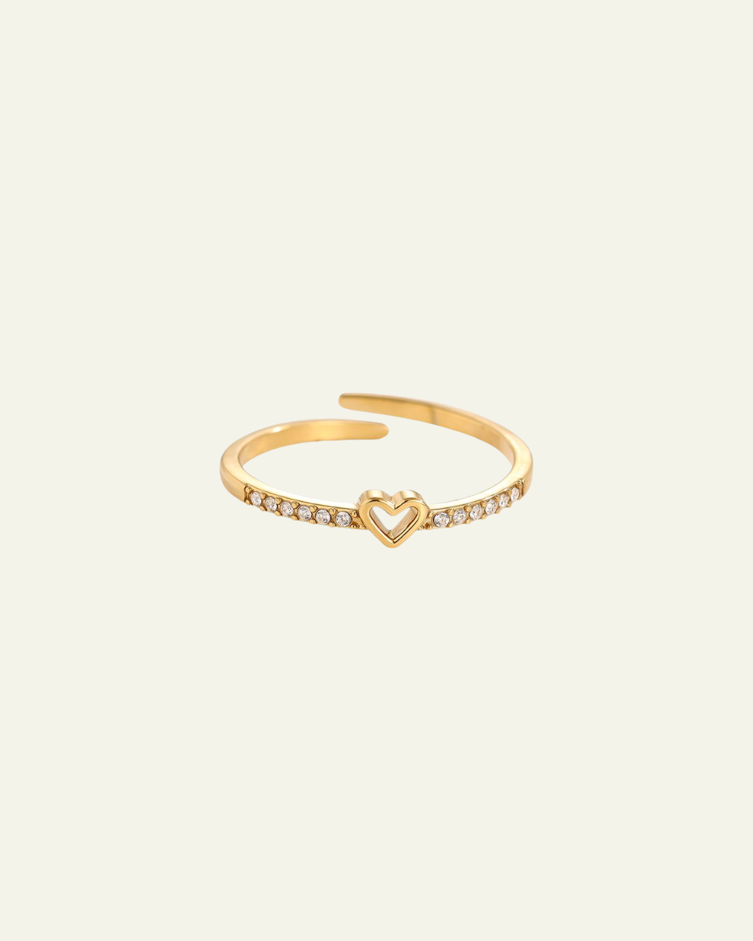 Small Heart In Diamonds Edelstahl Ring – Adjustable Luxury