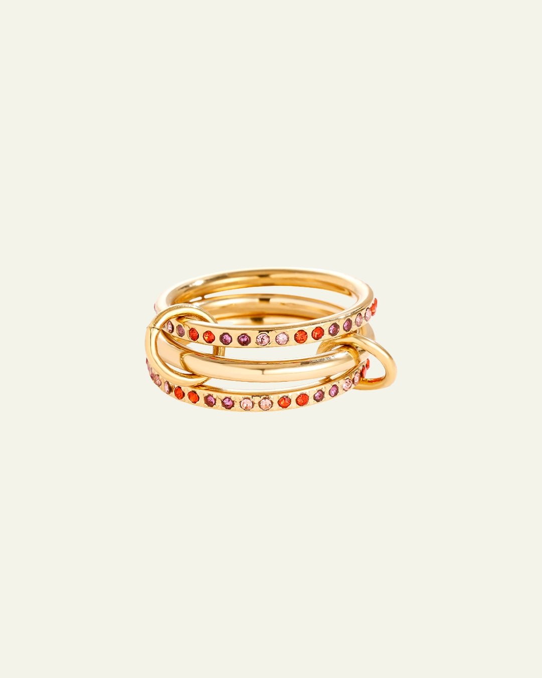 3 - Layer Goldring mit Zirkonia – Gradient Glitzersteine in Braun, Pink & Blau - Switch - Fashion