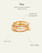 3 - Layer Goldring mit Zirkonia – Gradient Glitzersteine in Braun, Pink & Blau - Switch - Fashion