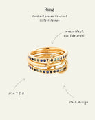 3 - Layer Goldring mit Zirkonia – Gradient Glitzersteine in Braun, Pink & Blau - Switch - Fashion