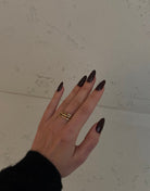 3 - Layer Goldring mit Zirkonia – Gradient Glitzersteine in Braun, Pink & Blau - Switch - Fashion