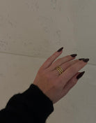 3 - Layer Goldring mit Zirkonia – Gradient Glitzersteine in Braun, Pink & Blau - Switch - Fashion