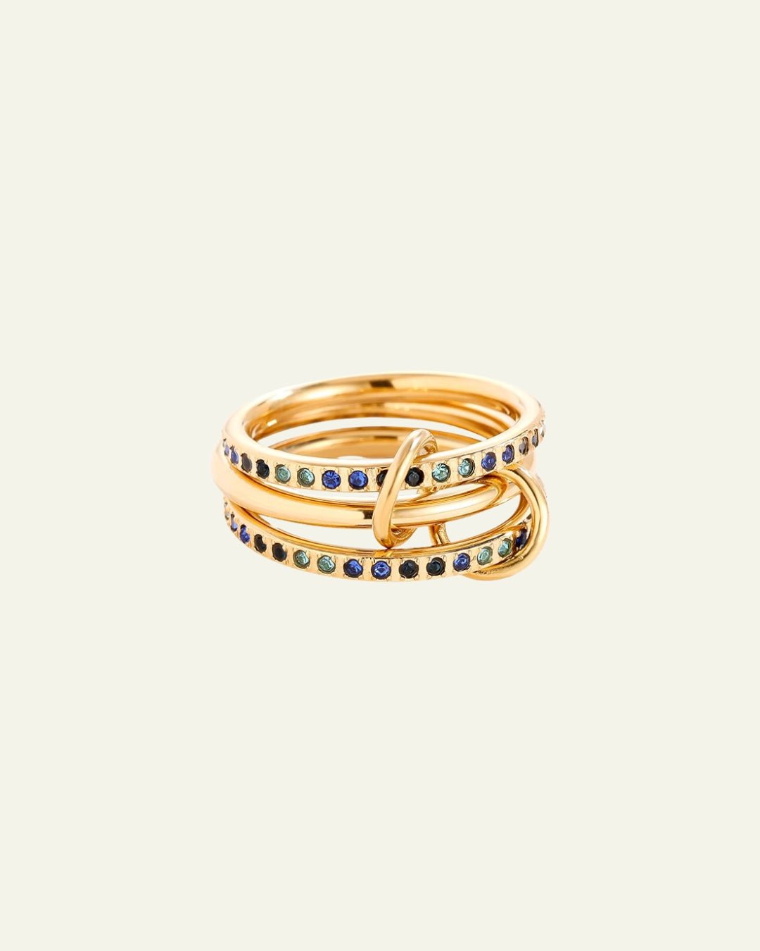 3 - Layer Goldring mit Zirkonia – Gradient Glitzersteine in Braun, Pink & Blau - Switch - Fashion
