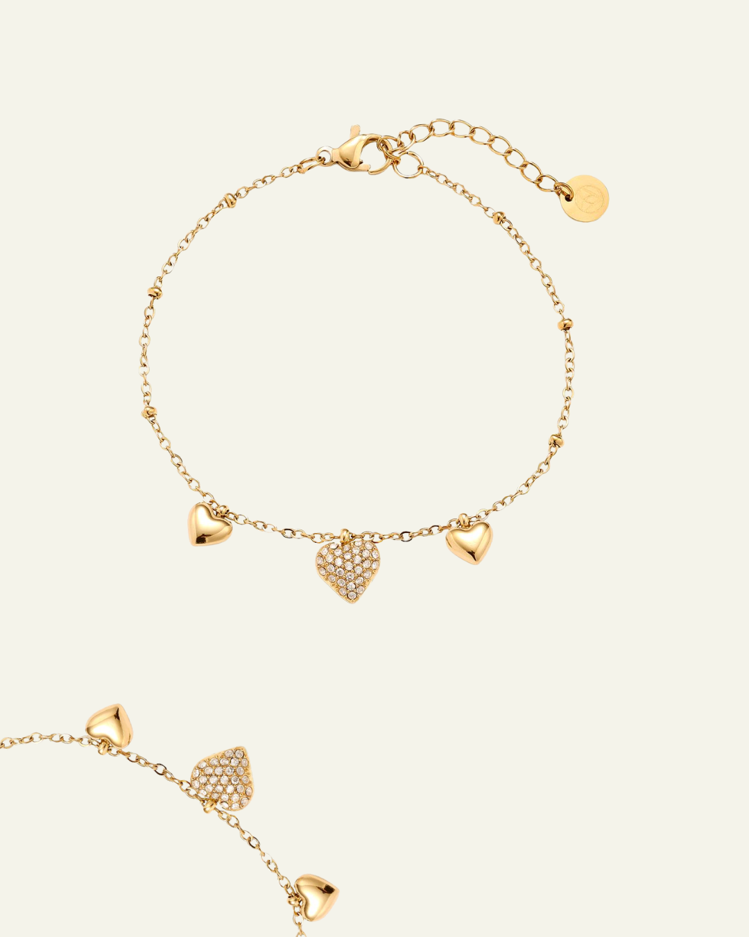 Many Sweet Hearts Edelstahl Armkette – All-over Sparkle & Love