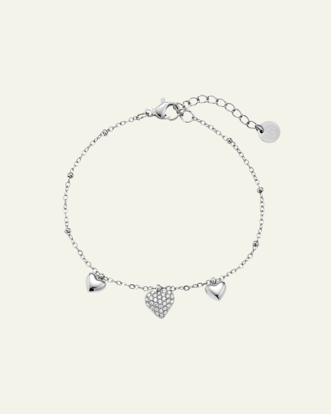Many Sweet Hearts Edelstahl Armkette – All-over Sparkle & Love