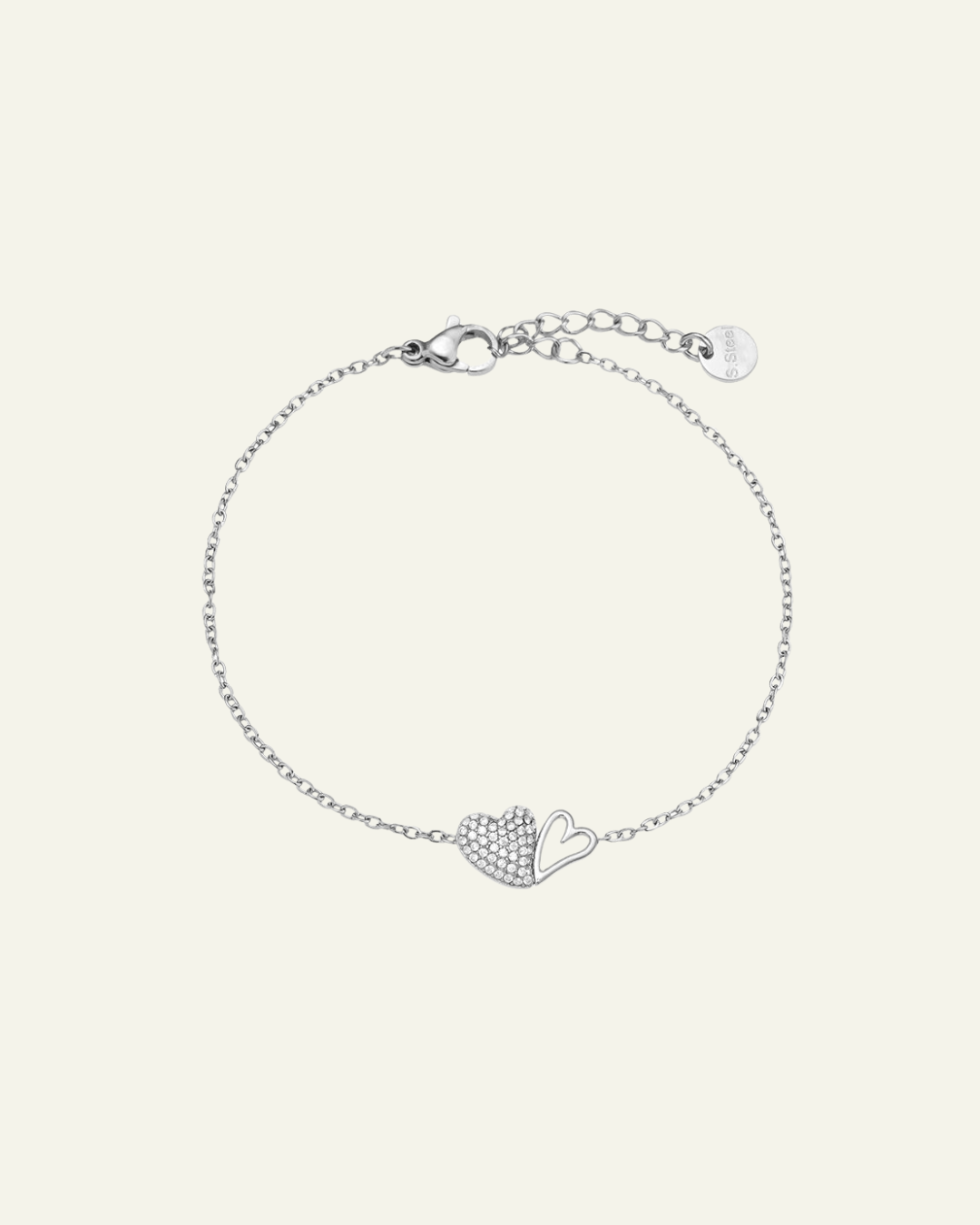 Two Cool Hearts Edelstahl Armkette – Double Sparkle für dein Handgelenk