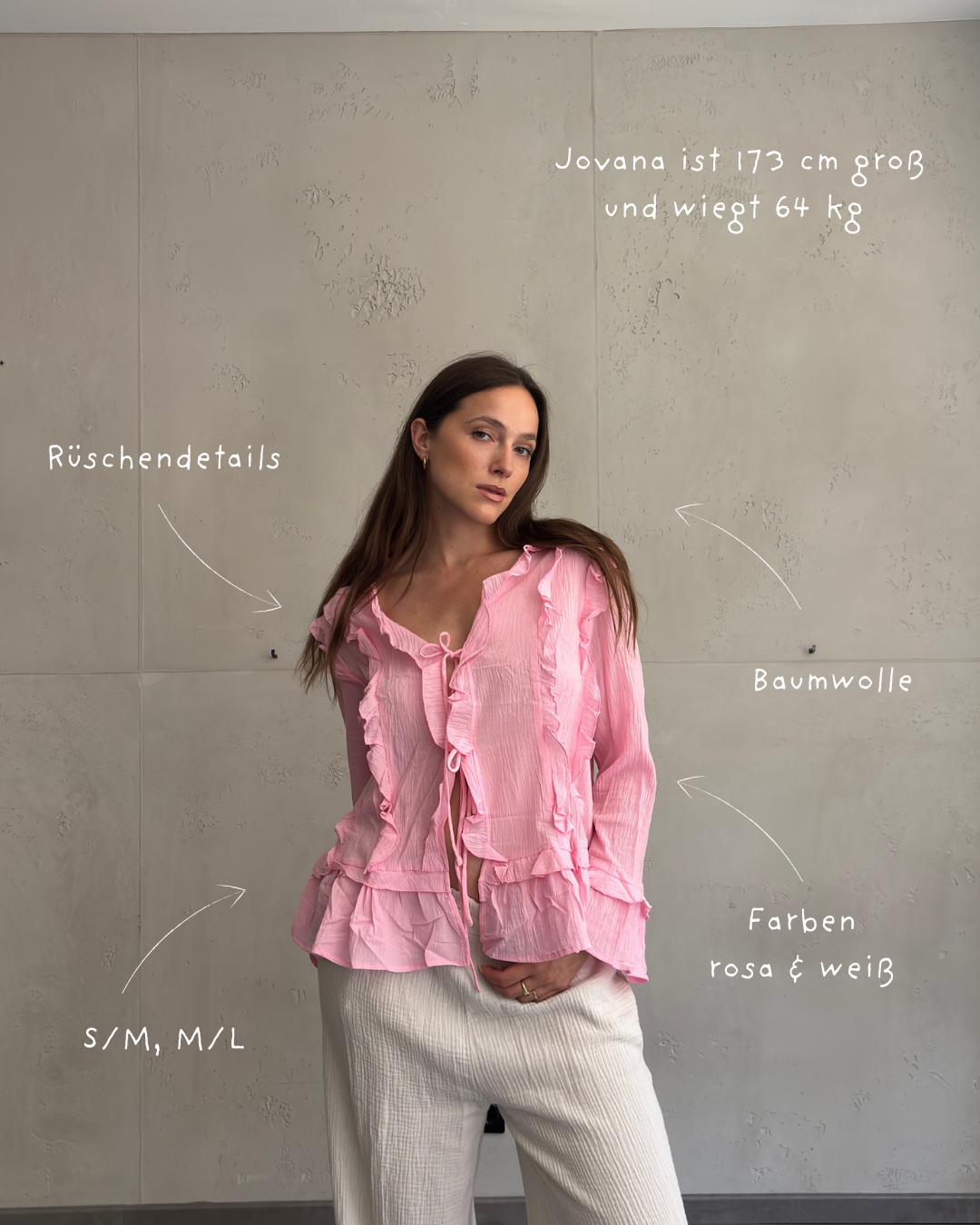 Rüschen-Longsleeve-Bluse zum Zubinden