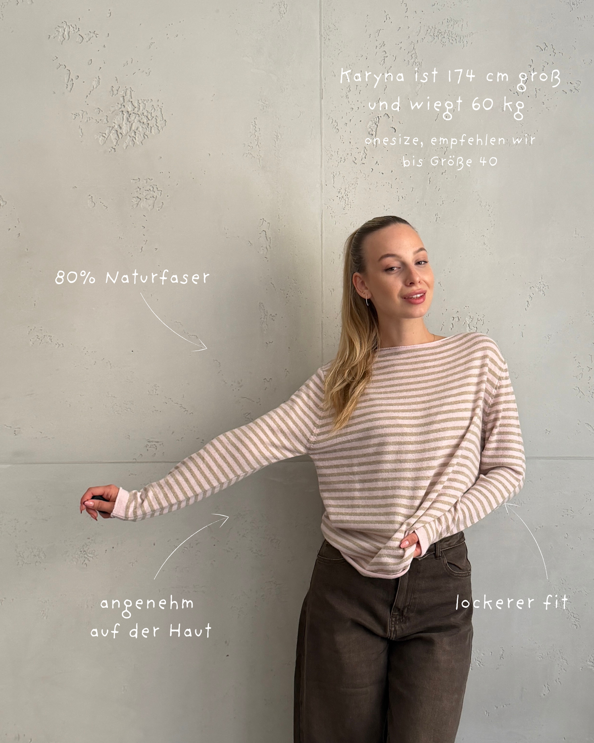 Gestreifter Cashmere-Pullover