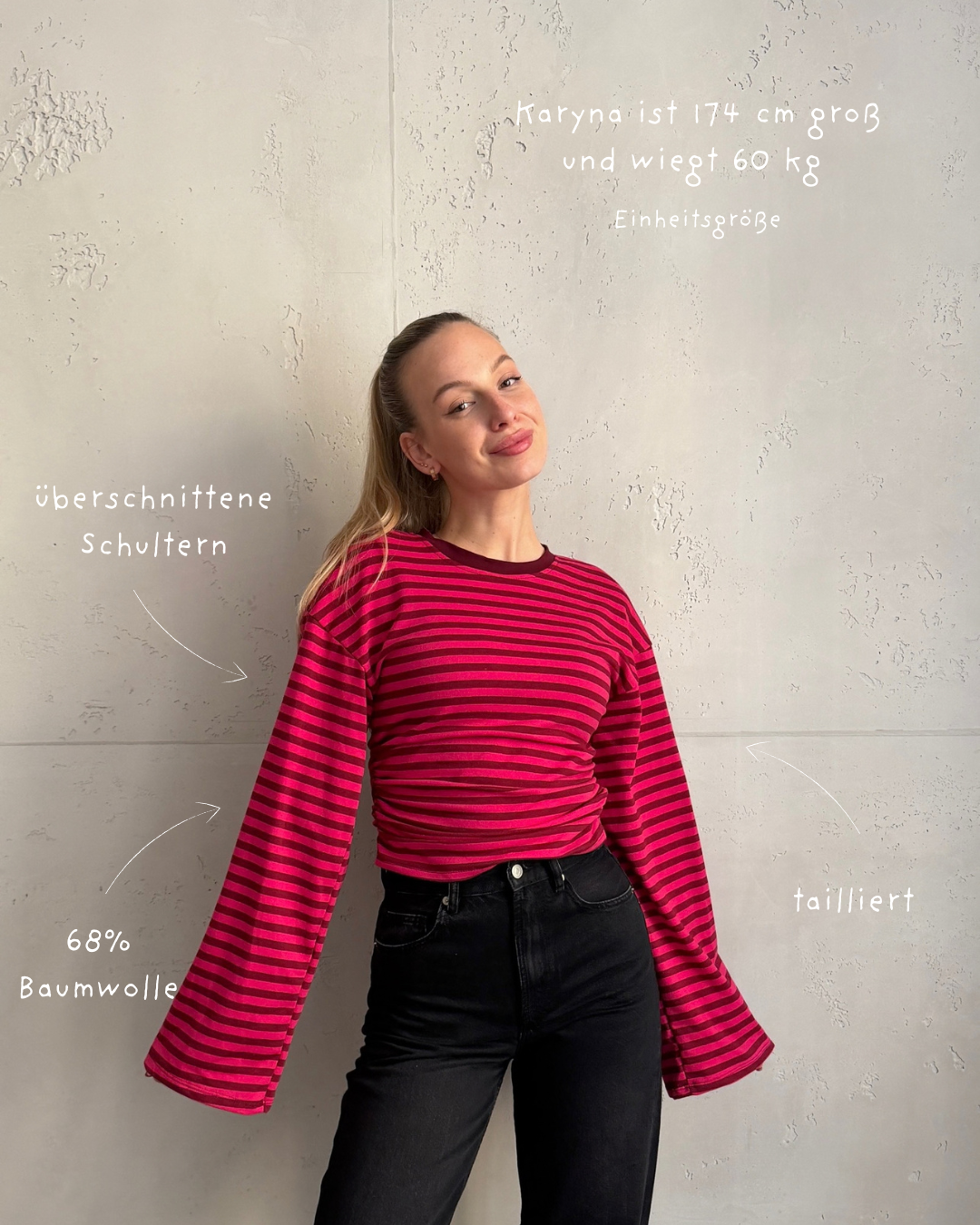 Tailliertes Longsleeve mit lockerer Schulter