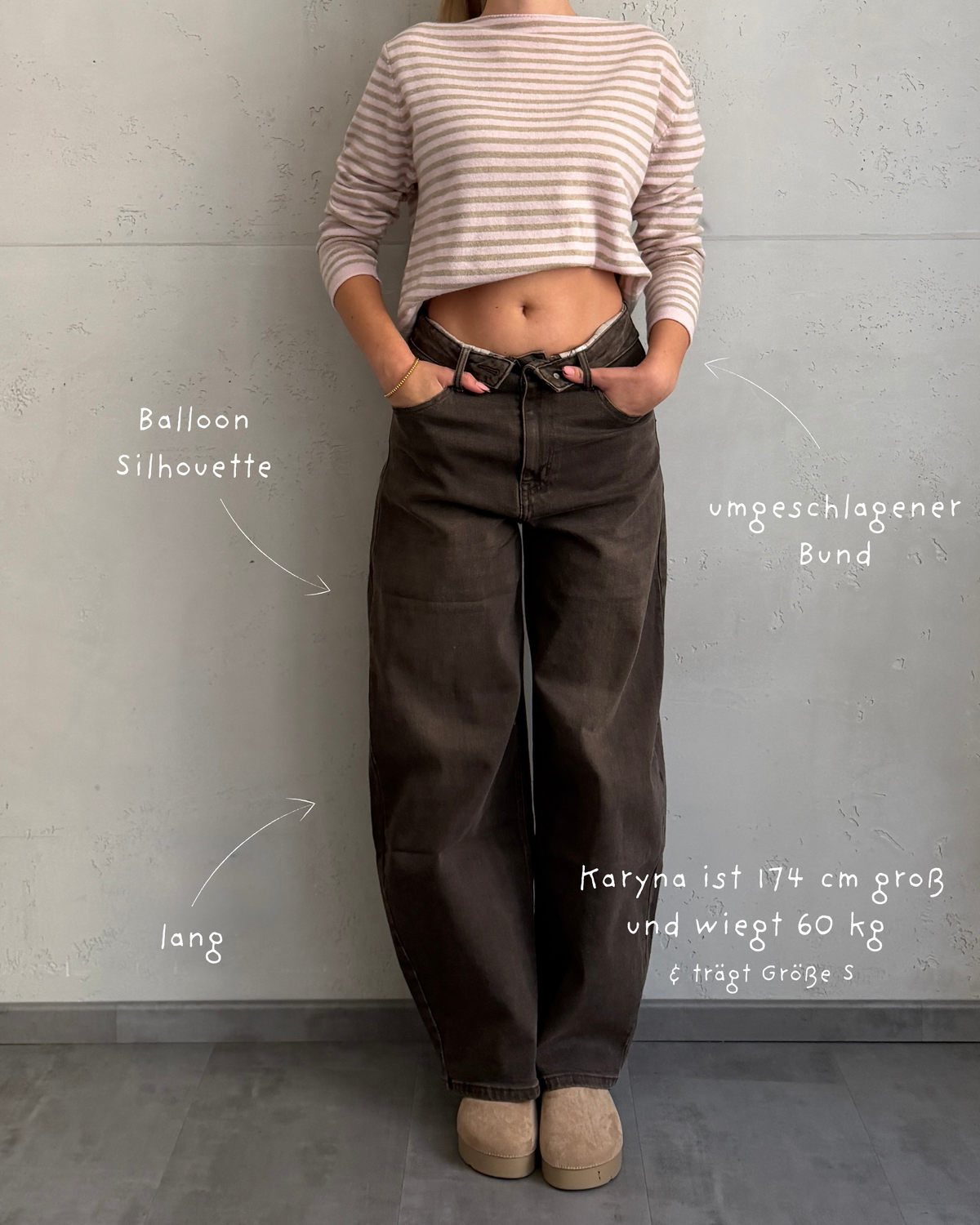Balloon Jeans mit umgeschlagenem Bund