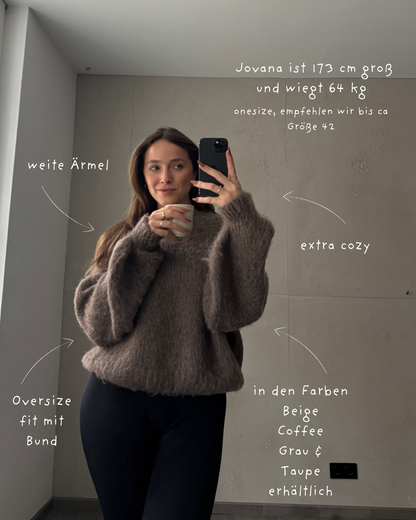 Kuschel-Pullover – Oversize mit weitem Ärmel & Bund