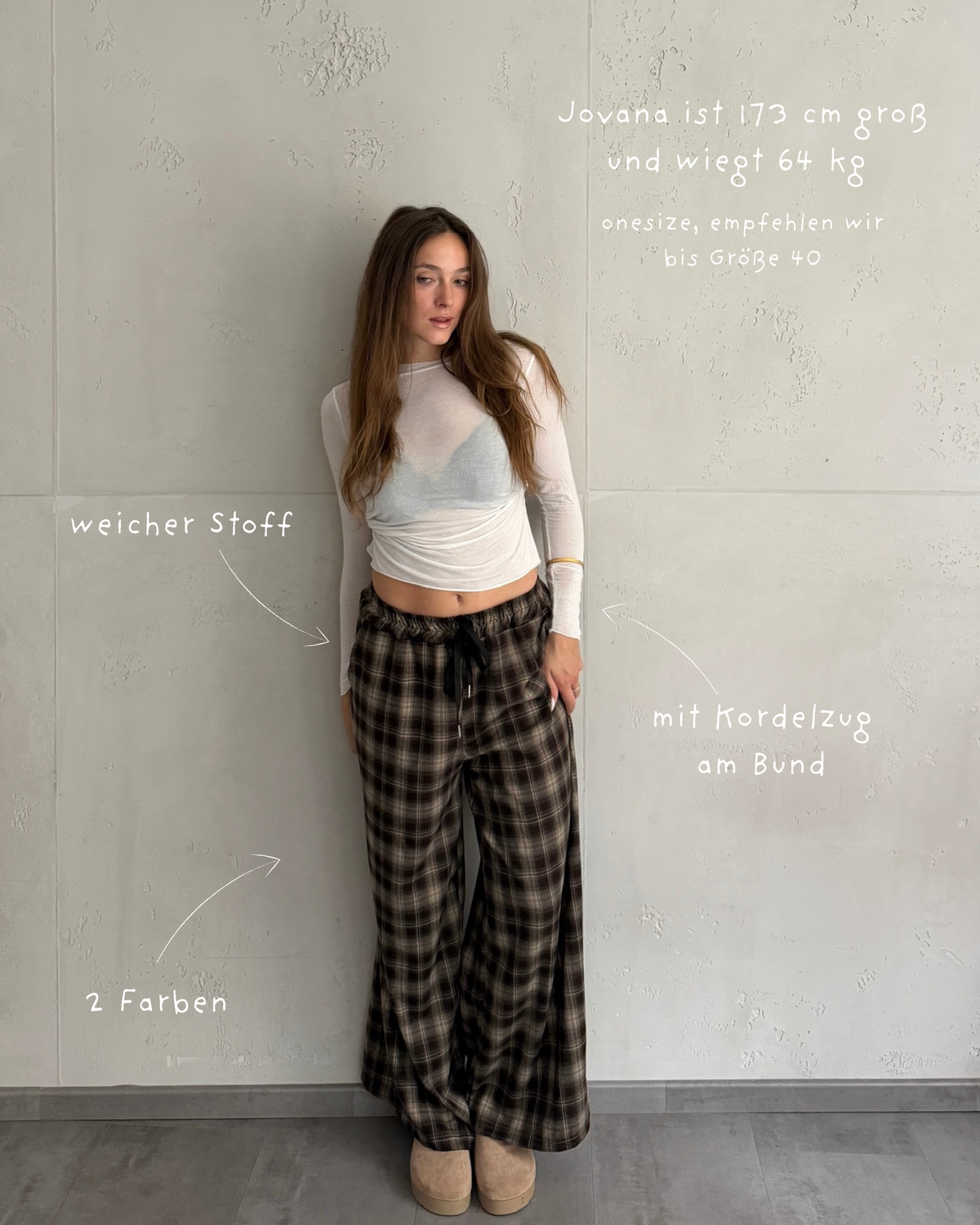 Karierte Hose mit Kordelzug