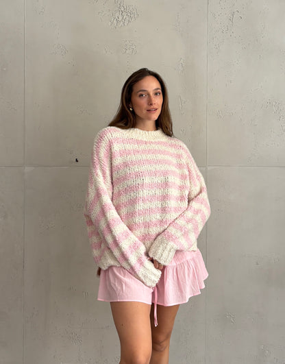 Bouclé Alpaca Pullover mit Streifen