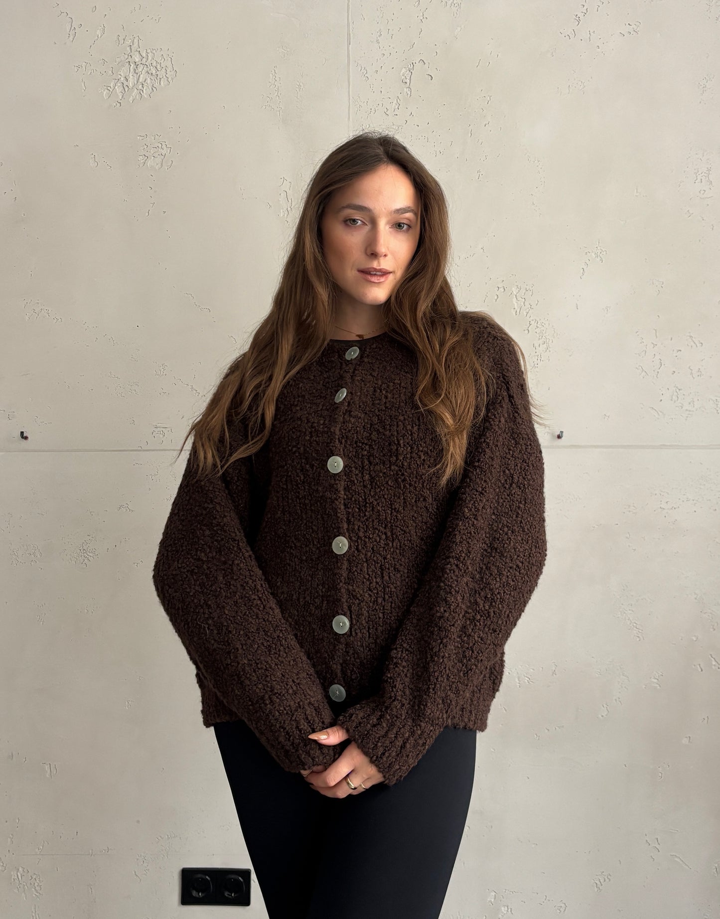 Alpaca Bouclé-Jacke mit Knöpfen