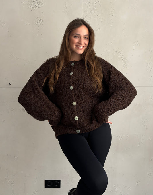 Alpaca Bouclé-Jacke mit Knöpfen