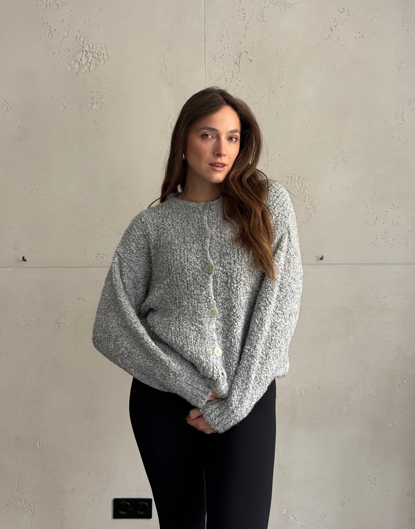 Alpaca Bouclé-Jacke mit Knöpfen