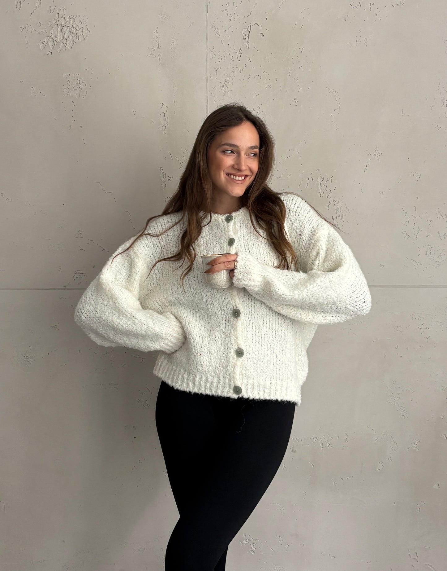 Alpaca Bouclé-Jacke mit Knöpfen