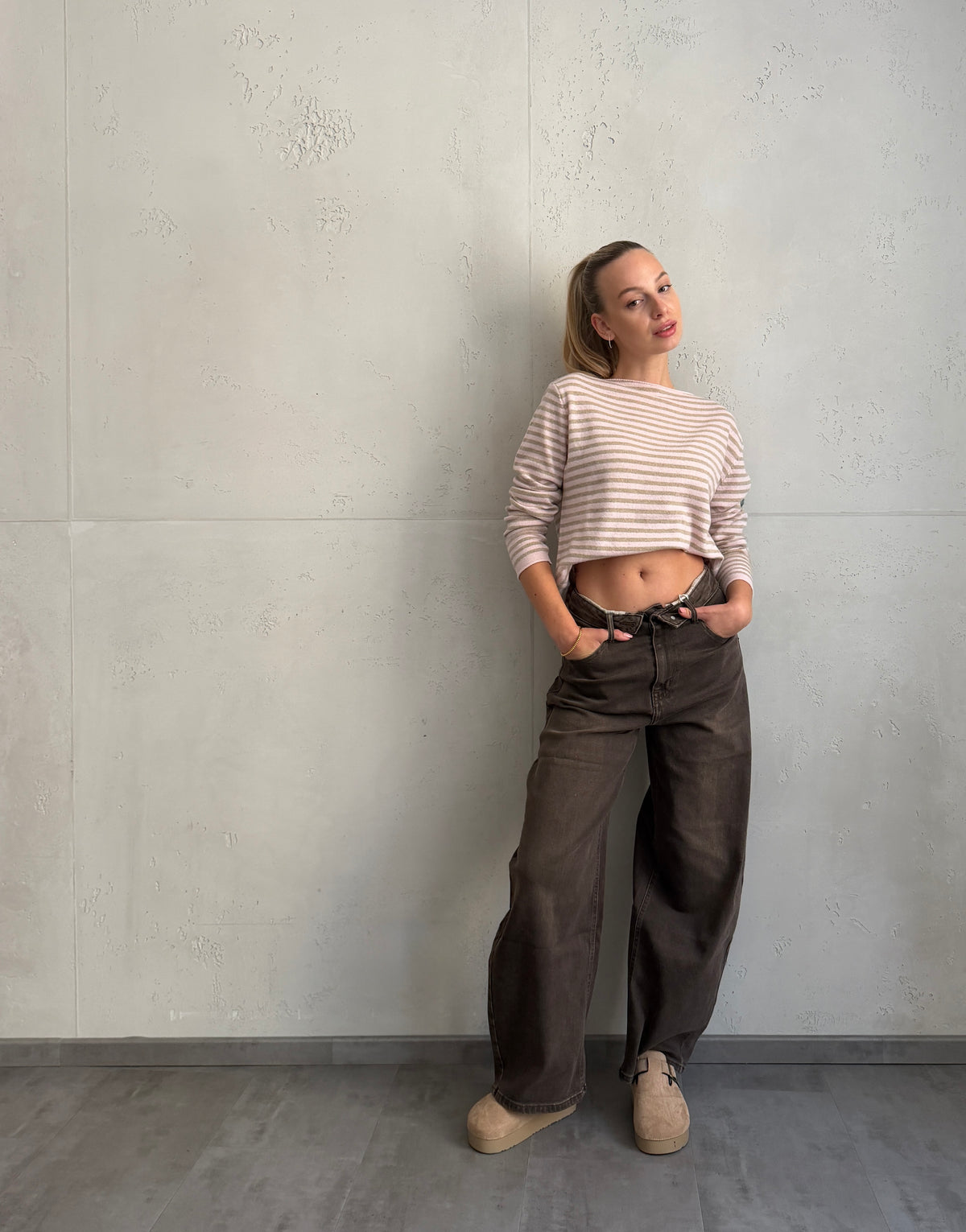 Balloon Jeans mit umgeschlagenem Bund