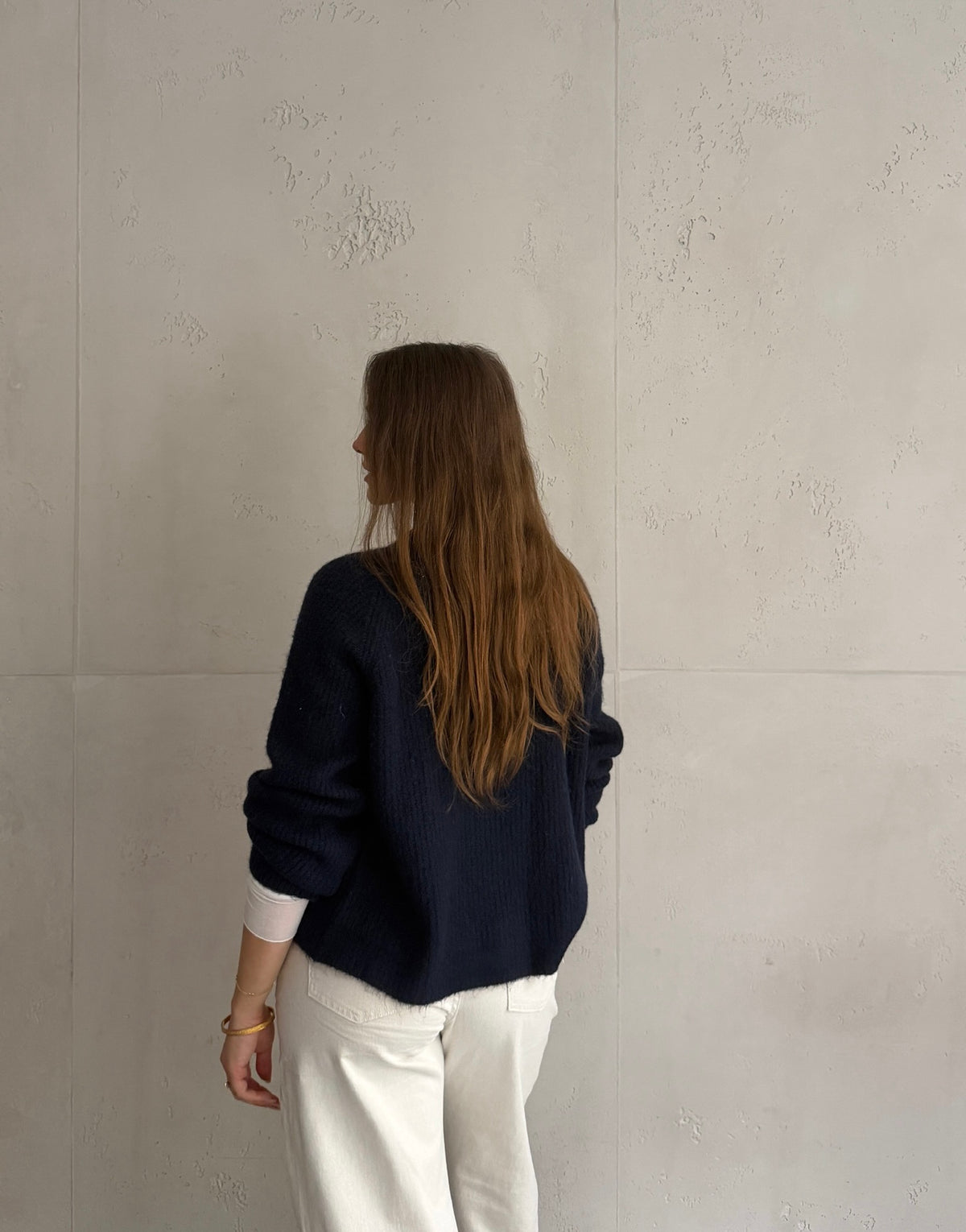 Gerippte Strickjacke mit Knopfleiste