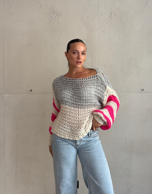 Grobgestrickter Mohair-Mix Pullover