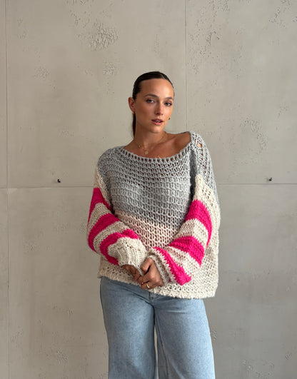 Grobgestrickter Mohair-Mix Pullover