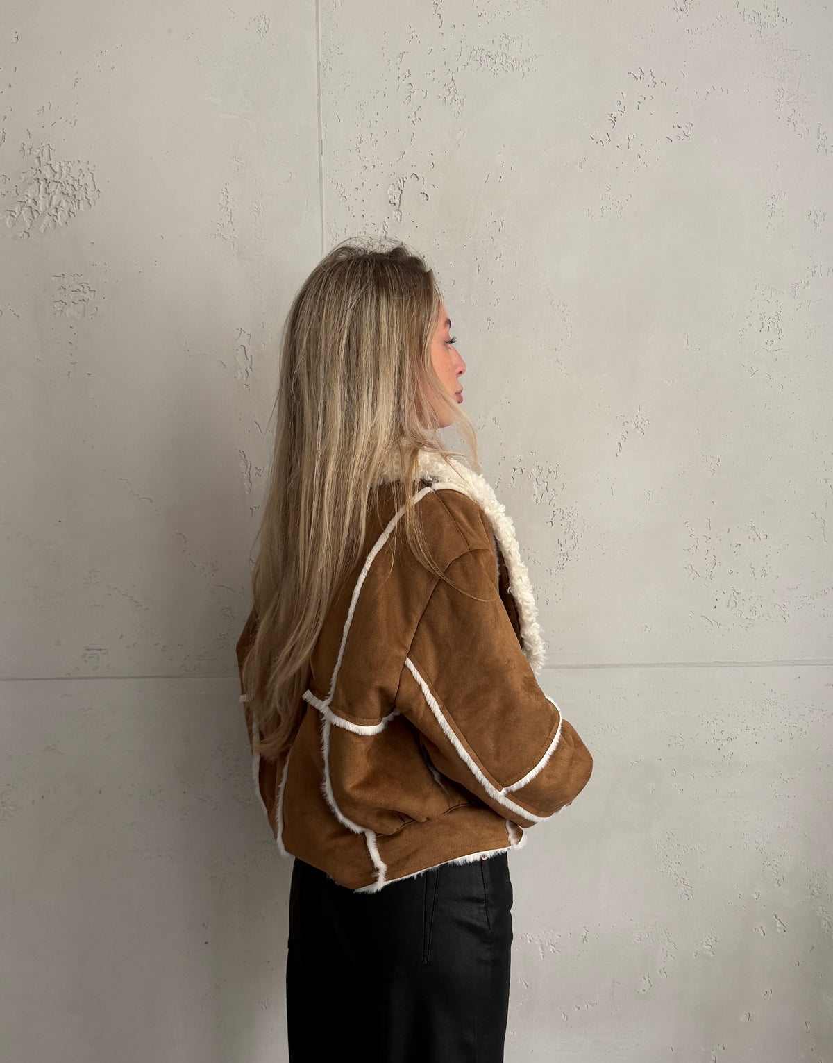 Jacke im Lammfell-Look mit Doppelreiher
