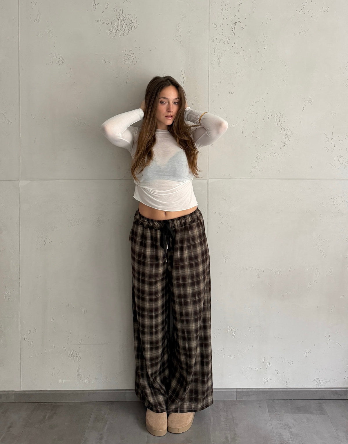 Karierte Hose mit Kordelzug