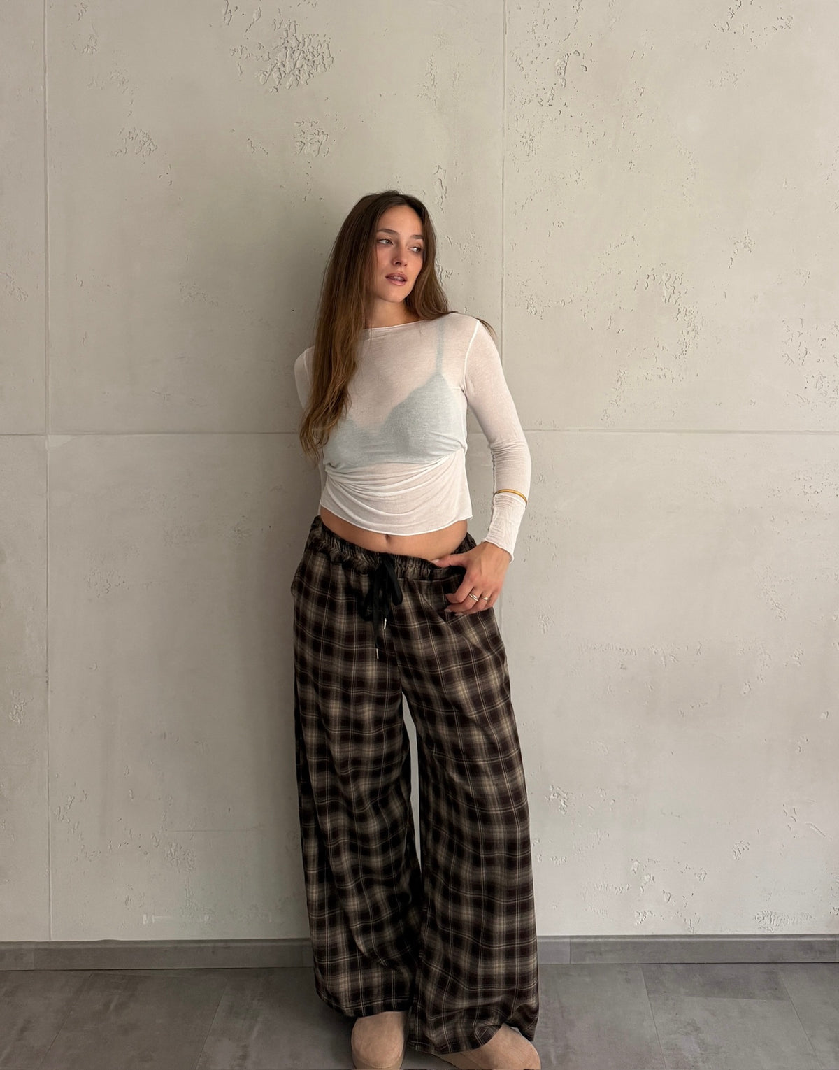Karierte Hose mit Kordelzug