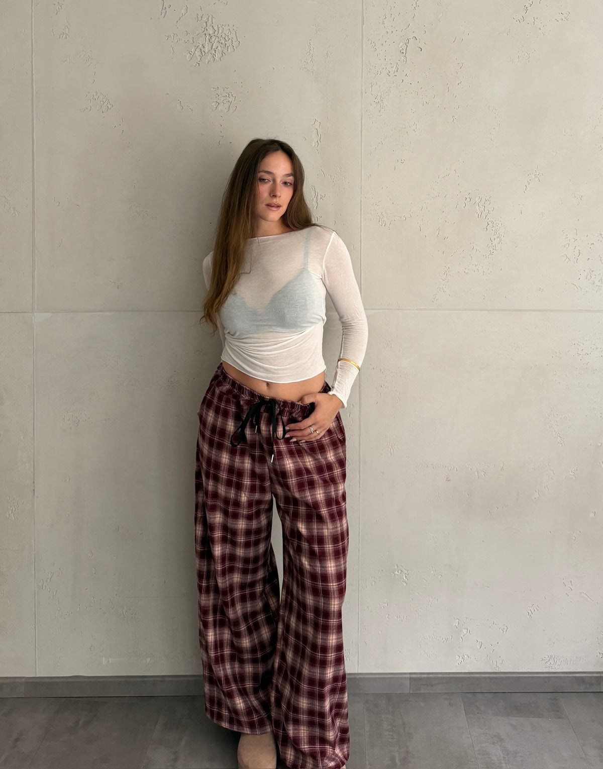 Karierte Hose mit Kordelzug