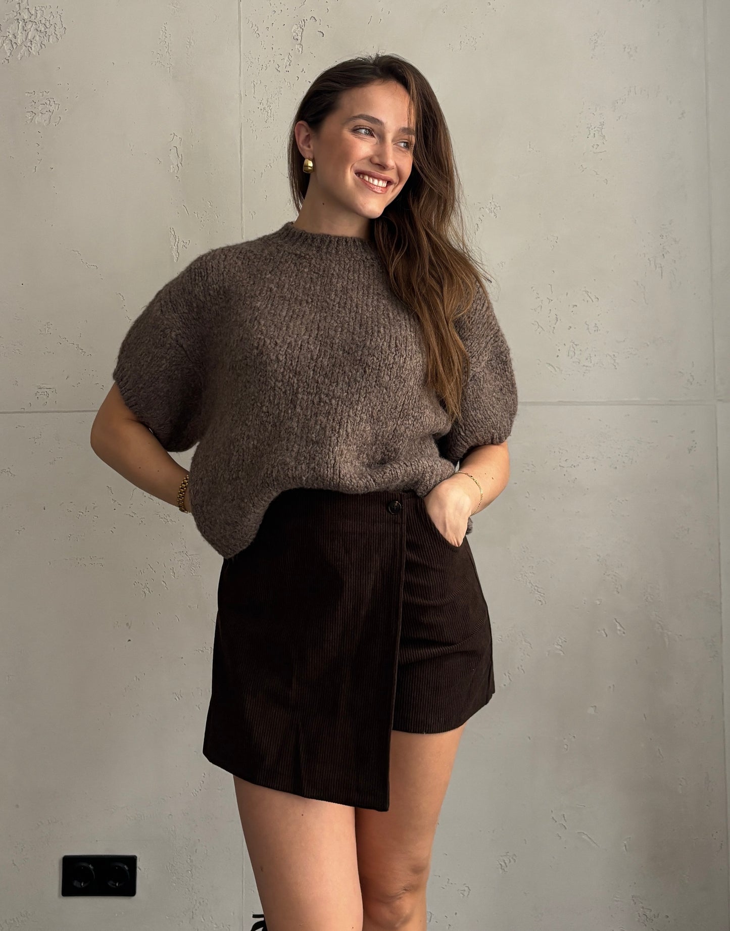 Kurzarm-Pullover aus Grobstrick
