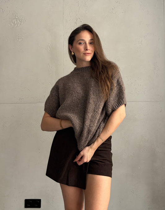 Kurzarm-Pullover aus Grobstrick