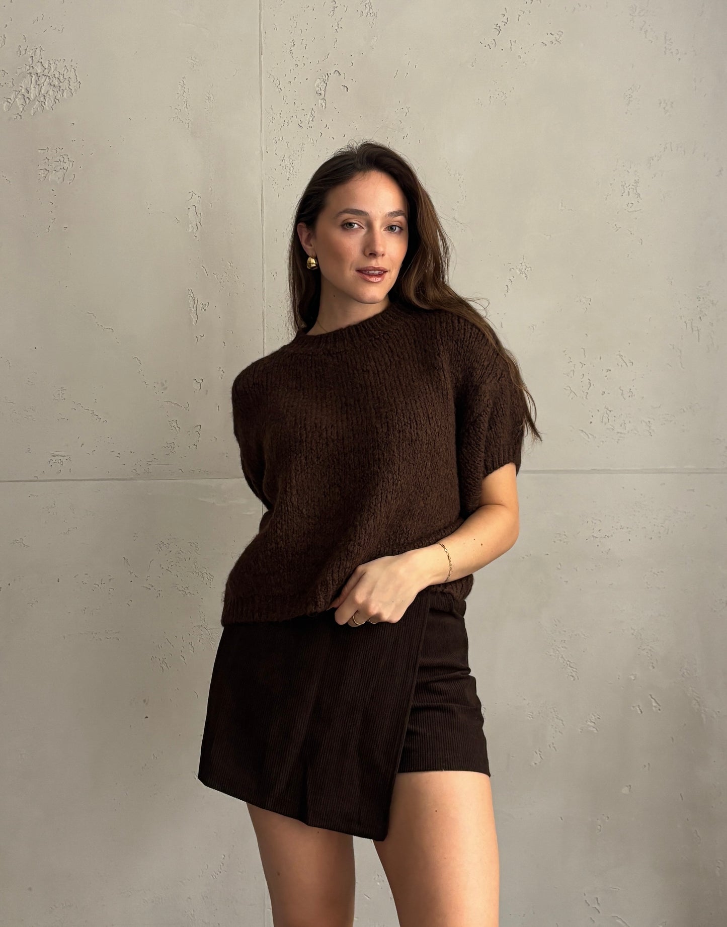 Kurzarm-Pullover aus Grobstrick