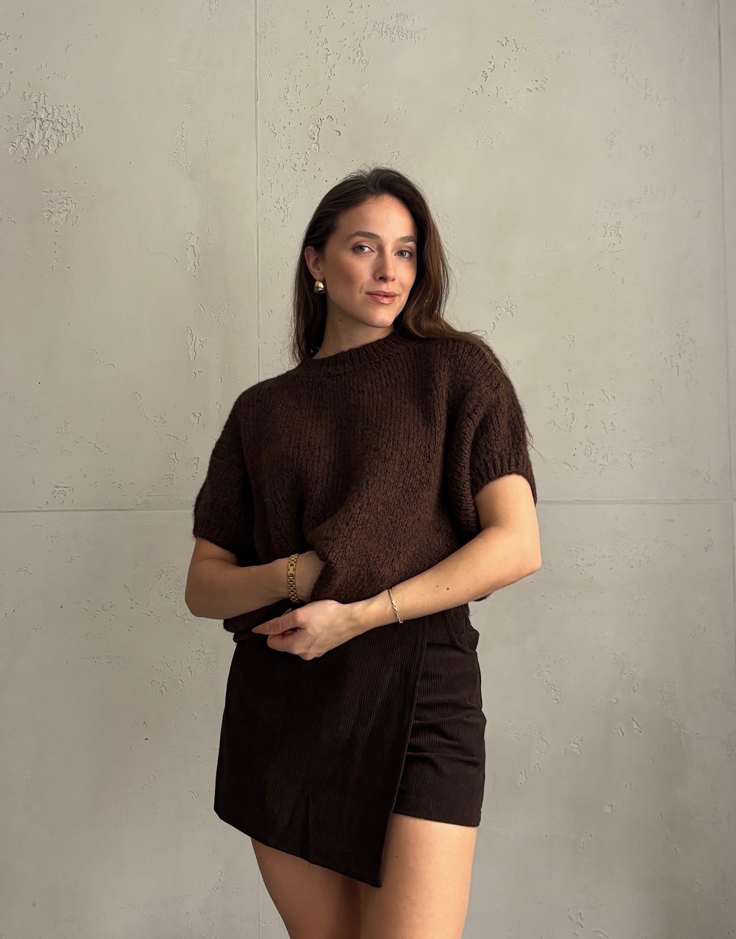 Kurzarm-Pullover aus Grobstrick