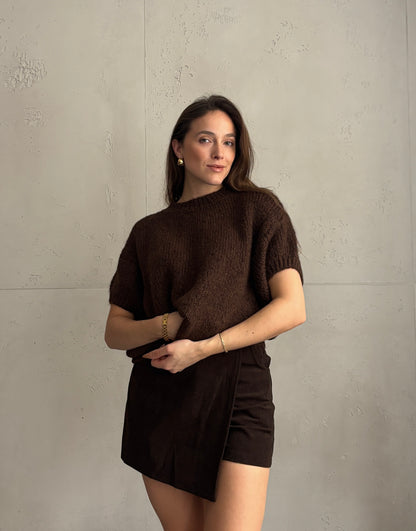 Kurzarm-Pullover aus Grobstrick
