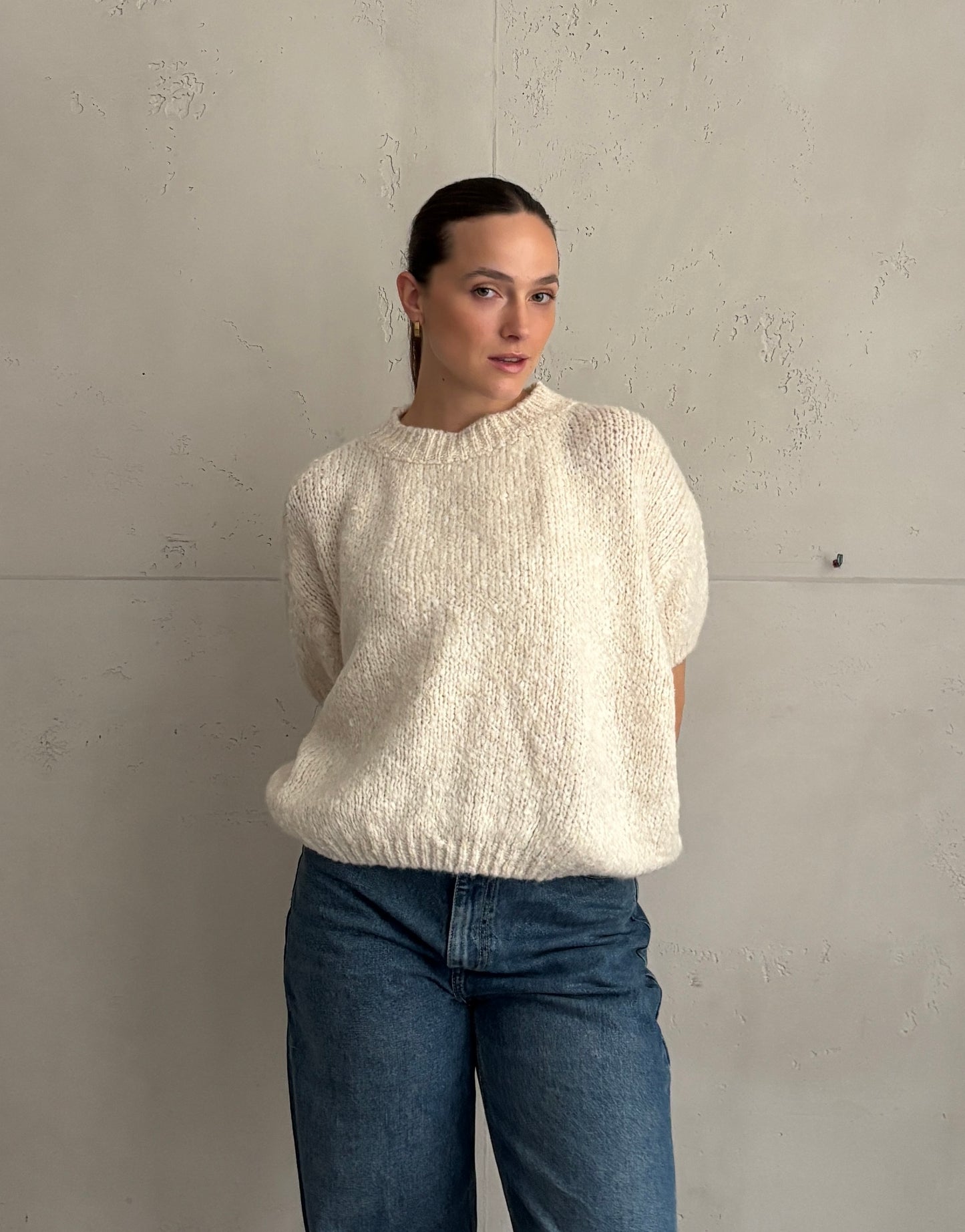 Kurzarm-Pullover aus Grobstrick