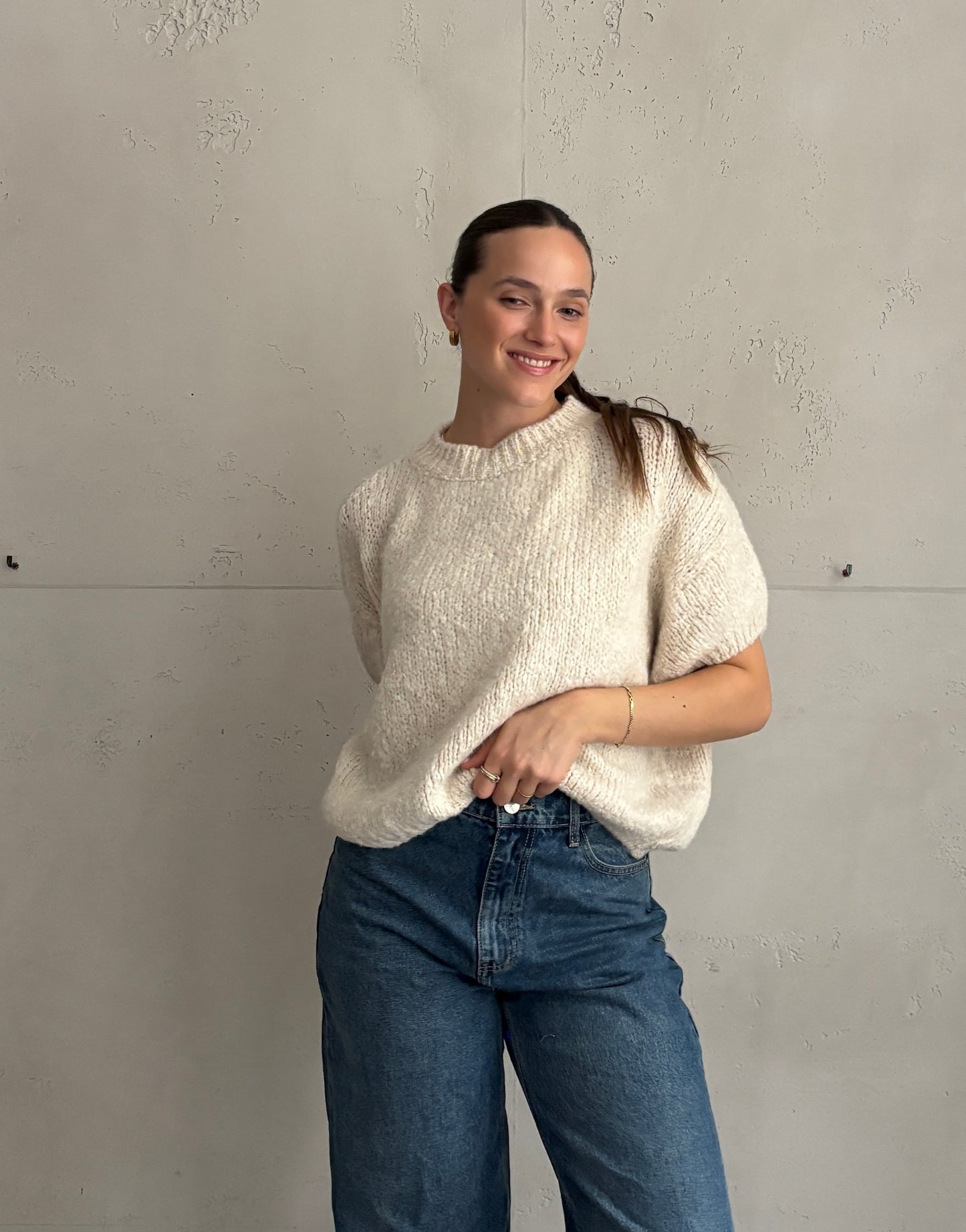 Kurzarm-Pullover aus Grobstrick