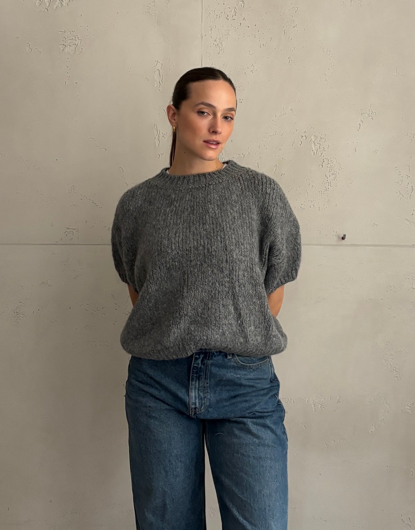 Kurzarm-Pullover aus Grobstrick